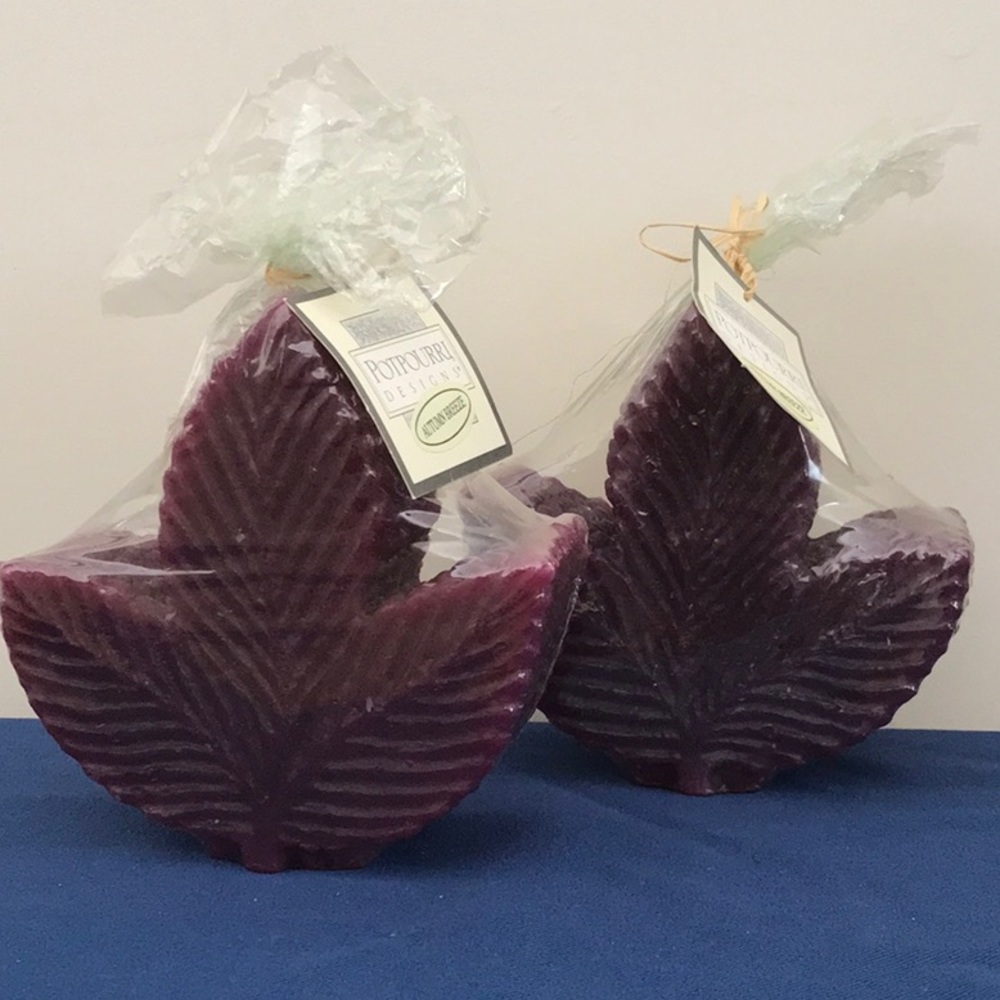 6” x 6” Purple Fall Maple Leaf Candles set of 2